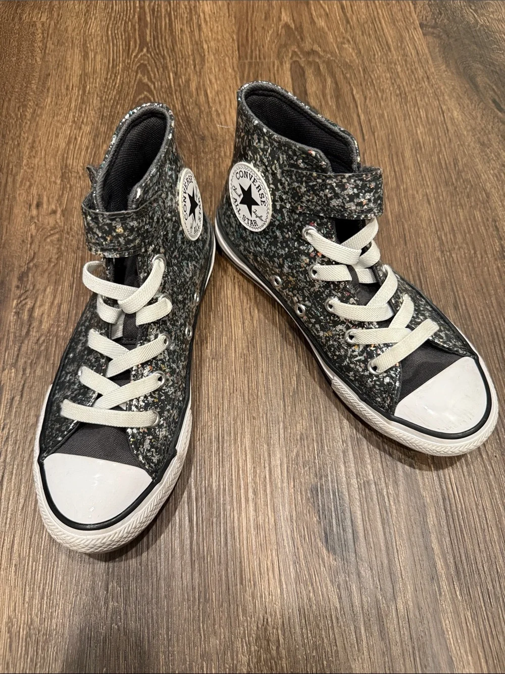 Converse Kids High Top Sneakers in Black Speckle with White Accents